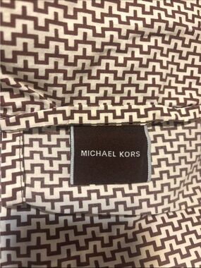 Michael Kors Cream and Brown Geometric Print full flat sheet and 2 pillowcases